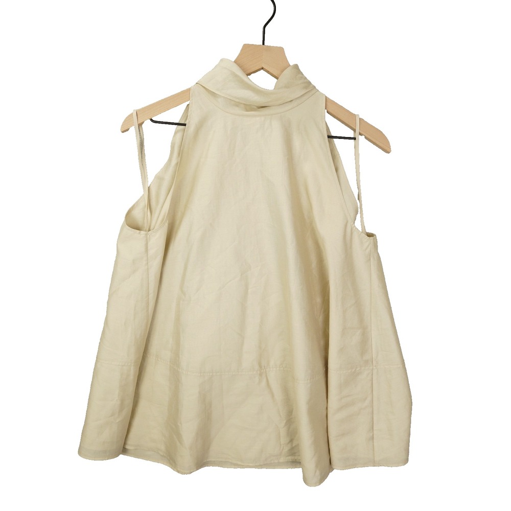 Cos Natural Fluid Top Womens 42 (10-12) Tie Back Beige City Quiet Luxury Neutral